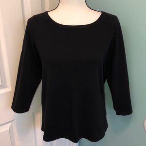Eileen Fisher 3/4 Sleeve Black Top